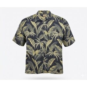 Tommy Bahama Men's Vintage Silk Black & Tan Floral Button Up Shirt. Size 2XL